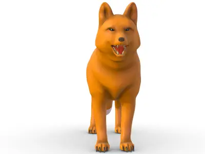 High Poly Model Beautiful Red Fox Low-poly 3D model