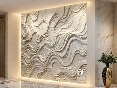 modern panel wall decor set wall relief mural CNC 127 3D model