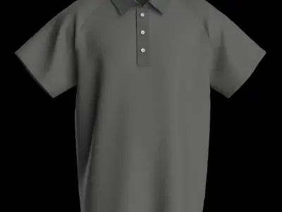 Male oversized raglan polo tshirt 3D model