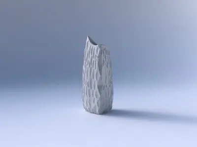 Vase curved tipping triangle 2 with crystal dents 3D print model