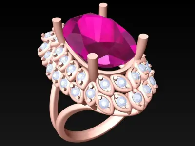 Oval stone ring - Womens  Rings - GN109 3D print model