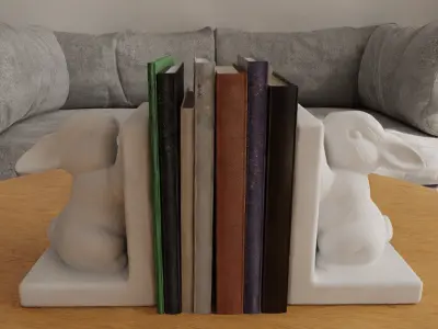 Cute Bunny Bookend 3D Model STL File for Home Desk 3D print model