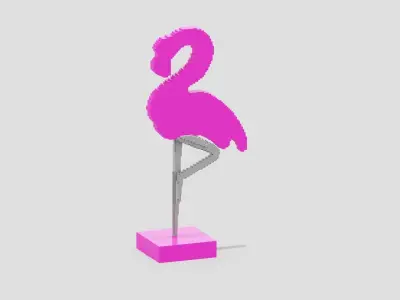 Voxel Flamingo Decor Low-poly 3D model