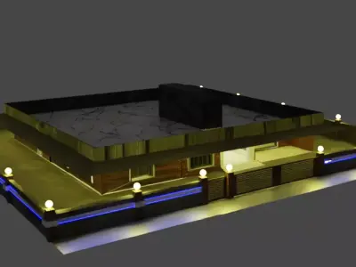 Modern Luxury Bungalow  Architectural 3d Model Game Ready 3D model