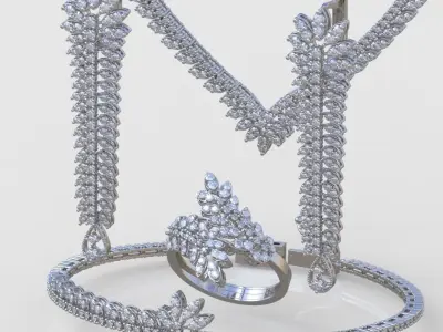 Ring Bracelet Earring and Pendant Set 3D printable model 0072 3D Model Pack