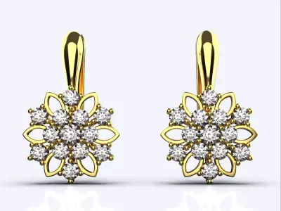 Earrings in gold with diamonds 3D print model
