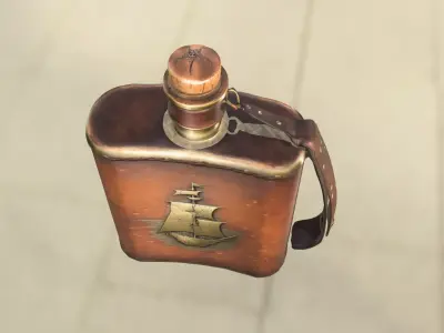 Skull Flask nautic Low-poly 3D model