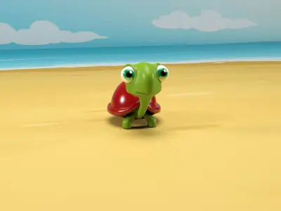 Cartoon turtle Low-poly 3D model