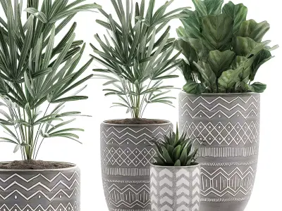 Decorative plants in pots on a stand for the interior 530 3D model