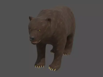 Stylized Brown bear realistic PBR Low-poly 3D model
