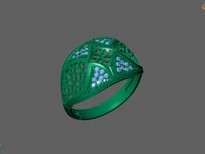 Women Ring With Stone Diamond Ready STL 3DM Models Womens Rings 3D print model 18