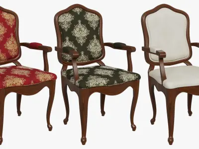 Classic chair with armrests 01 3D model