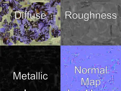 Chic Lavender Trio Flower Arrangement model pack Low-poly 3D model