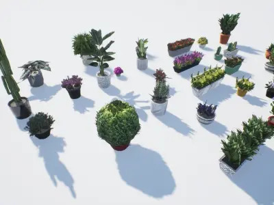 Low poly pot plants Low-poly 3D model