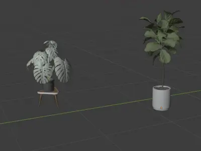 FLOWER two plants in pot on table Free low-poly 3D model