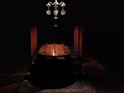 Medieval style dining room 3D model