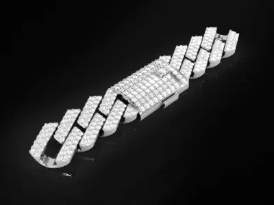 Diamond Cuban link bracelet 8 3D print model