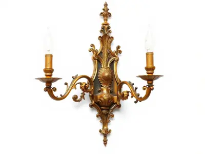Ancient Castle Wall Sconce with Gilded Floral Motifs model pack Low-poly 3D model