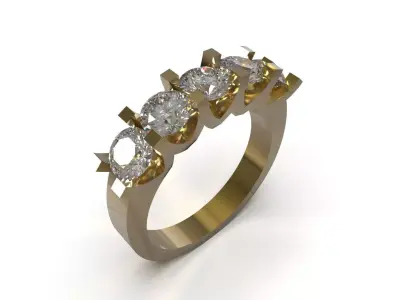 Elegant 5-Stone Diamond Ring Design jr00342 3D print model