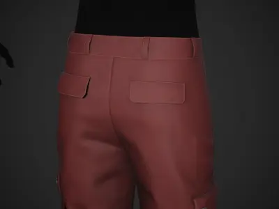 Red Snowboard Pants Style 1 Low-poly 3D model