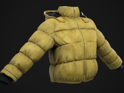 Purple and yellow winter jackets Low-poly 3D model