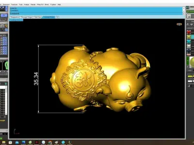 Lucky Feng Shui Pig Figurine Jewelry 3D Model 4028 3D print model