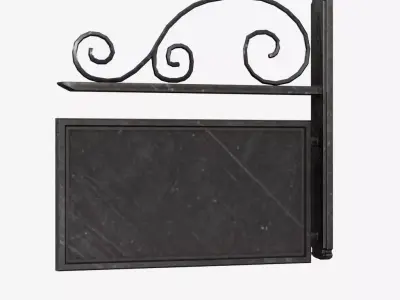 Signboard wrought iron sign with scrolls 3D model
