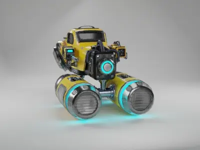 Sci-fi flying car Low-poly 3D model