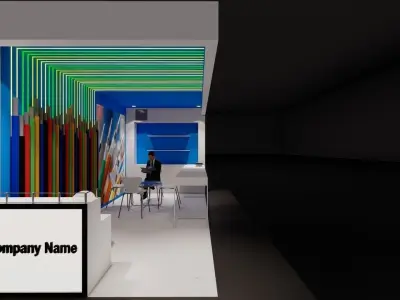 Exhibition model booth with walls 3D model