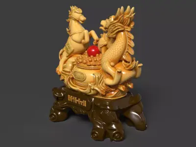Chinese dragon  horse treaure bowl  3D model