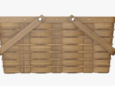 Wicker basket picnic with handles dark brown 3D model