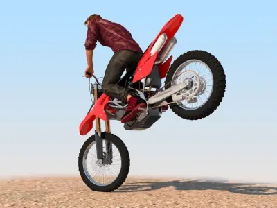 Full Rigged Rider with Motorbike Model 3D model