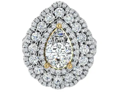 Pear Halo Luxury Ring 4689 3D print model