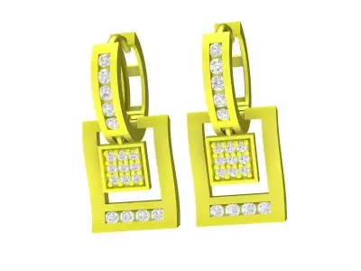A6775 Luxury Korean Style Diamond Drop Hoop Earrings 3D print model