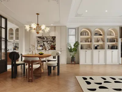 luxury living room dining room interior scenes  06 3D model