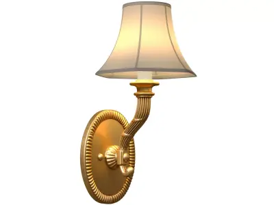 Antique Classic brass sconce Wall lamp with fabric shade 3D model
