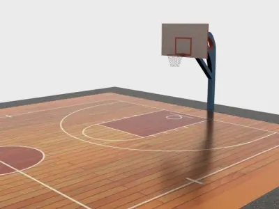 Low Poly Basketball Court Low-poly 3D model