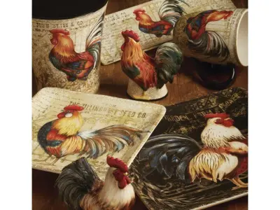 Frisina Gilded Rooster Pasta Bowl Set Free 3D model