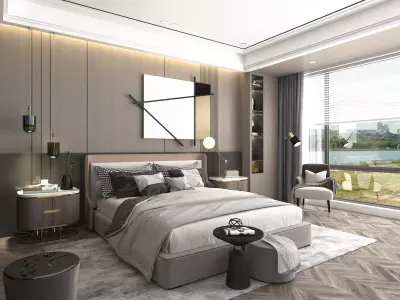 Modern Bedroom Scene 9 3D model