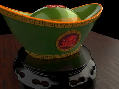 chinese gold ingot  3D model