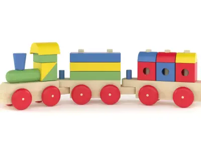 Wooden Toy Train 3D model