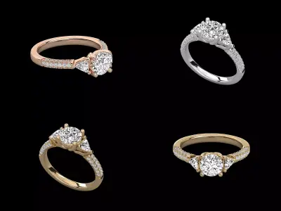 Luxury Pave Diamond Engagement Ring CAD Design STL 3DM 3D print model