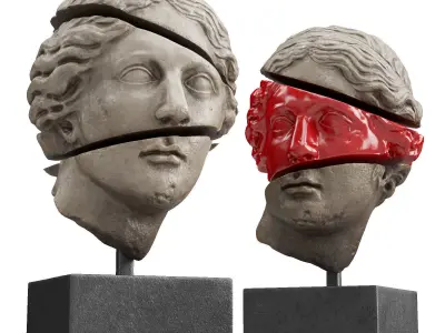 Appollo head sliced sculpture Low-poly 3D model