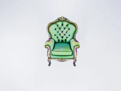 Low Poly Royal Armchair- Elegant Throne-Style Luxury Chair 3D model