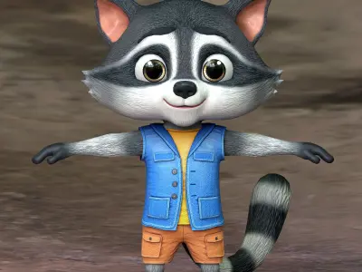 Cute 3d Racoon Model Lowpoly  Low-poly 3D model