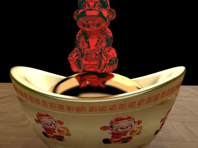 Chinese gold Ingot  3D model 26