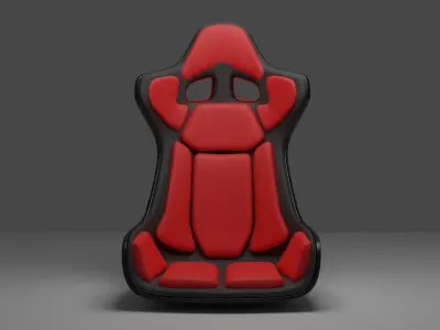 red sport bucket seat Low-poly 3D model