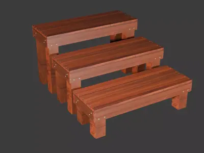Set of 3 Plant Stand Benches Free 3D model