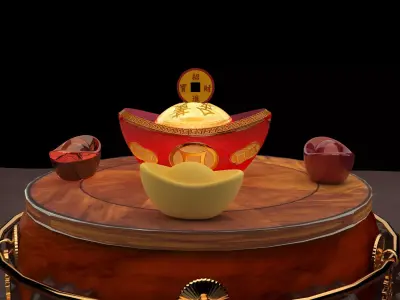 Chinese gold ingot   3D model