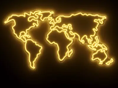 World Map Neon Sign 3D model